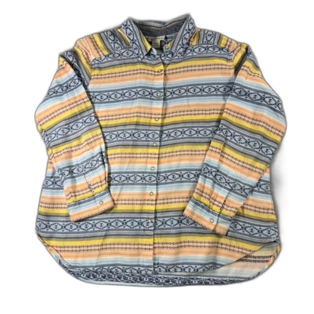 Ariat XXL Fits M/L Southwestern Button Up Shirt Western Aztec Stripe 22" Chest